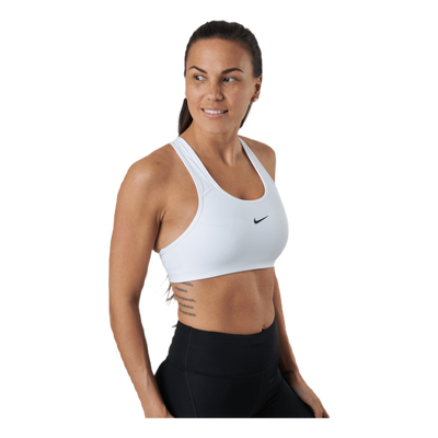 Swoosh Women's Medium-Support 1-Piece Pad Sports Bra WHITE/BLACK