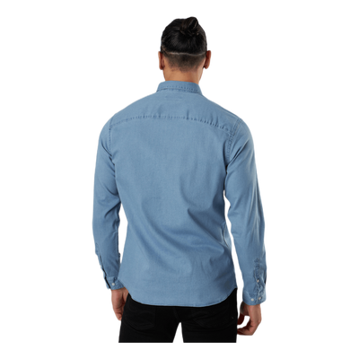 Logo Stretch Denim Shirt L/S Blue