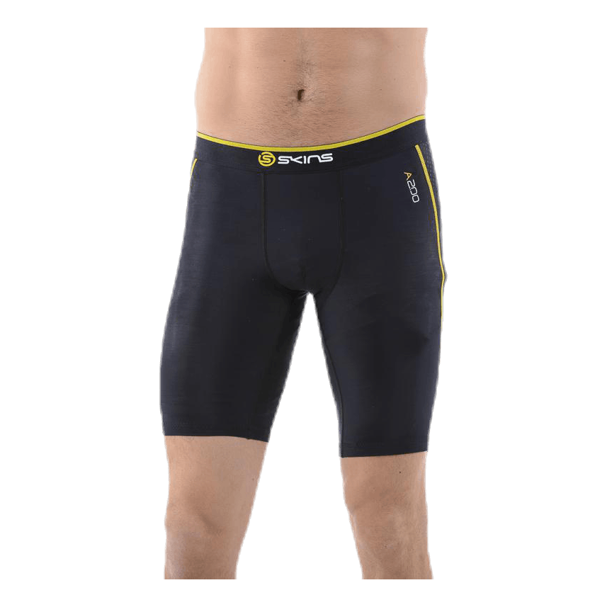 A200 Mens Compression Shorts Black/Yellow