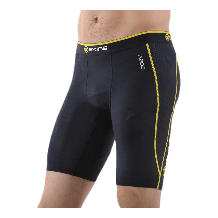 A200 Mens Compression Shorts Black/Yellow