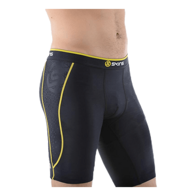 A200 Mens Compression Shorts Black/Yellow