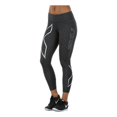 Patterned Mid-Rise Compression 7/8 Tights Black/Grey